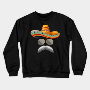 RETRO MUSTACHE SOMBRERO FACE CINCO DE MAYO Crewneck Sweatshirt